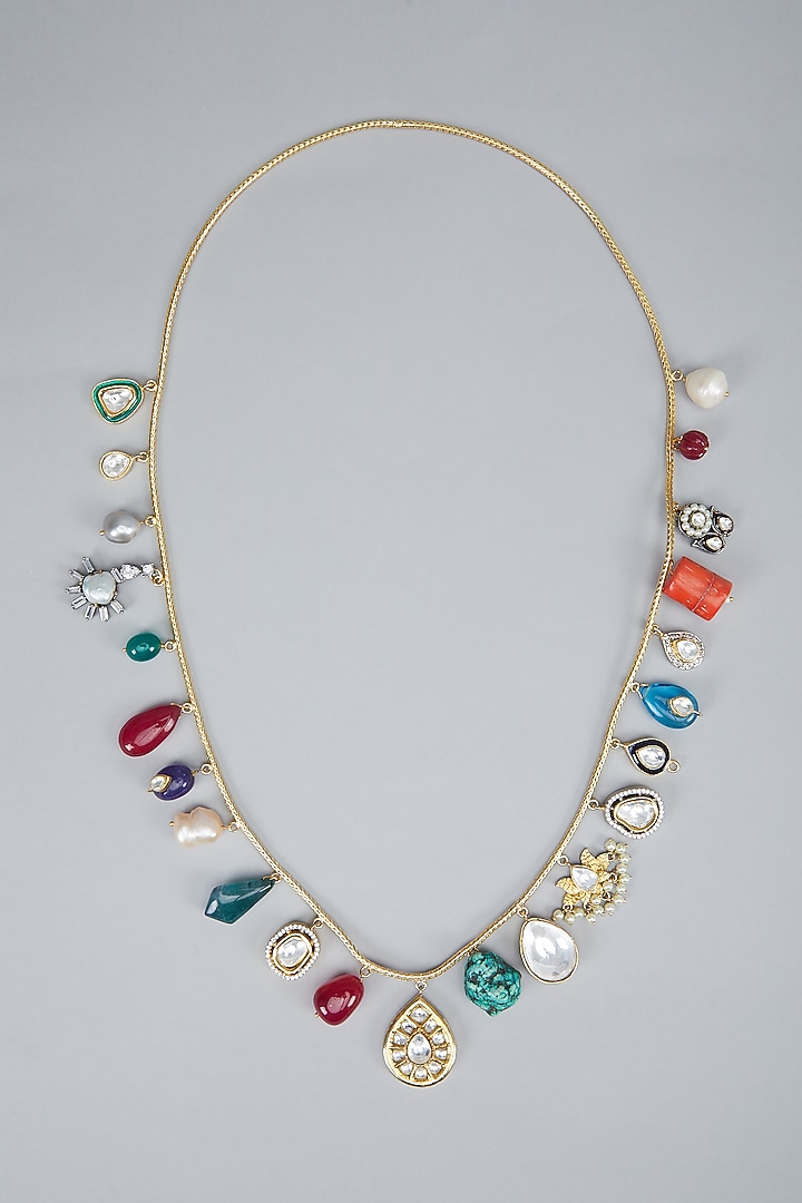 Gold Plated Onyx Kundan Necklace by Aura Trends at Pernia's Pop Up Shop