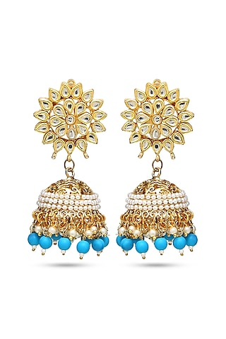 Gold Finish Chandbali Earrings by Aura Trends