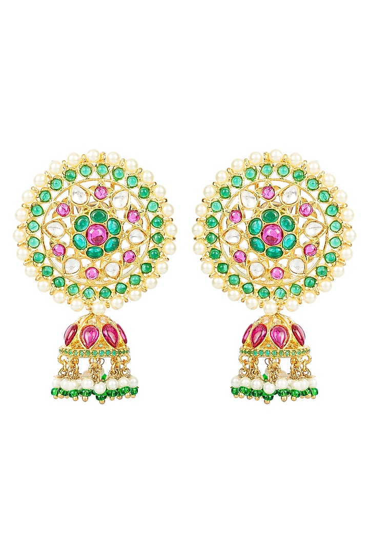 Gold Finish Drop Earrings by Auraa Trends at Pernia's Pop Up Shop