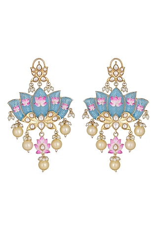 Gold Finish Pearl Chandbali Earrings by Aura Trends
