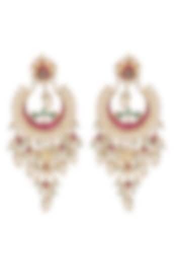 Gold Finish Meenakari Chandbali Earrings by Auraa Trends at Pernia's Pop Up Shop