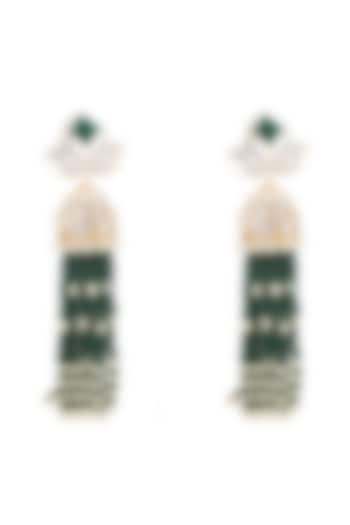 Gold Finish Diamond Jhumka Earrings by Aura Trends at Pernia's Pop Up Shop