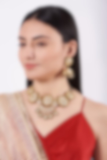 Gold Plated Kundan Polki Necklace Set by Auraa Trends at Pernia's Pop Up Shop