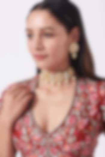 Gold Plated Kundan Polki Choker Necklace Set by Auraa Trends at Pernia's Pop Up Shop