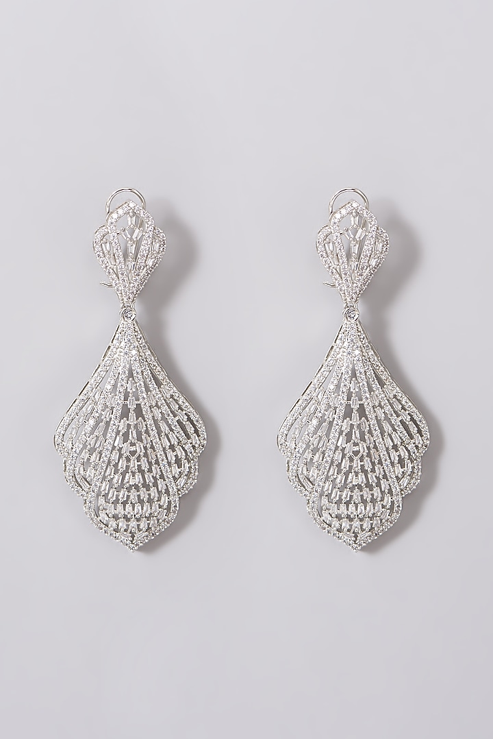 White Finish American Diamonds Earrings by Aura Trends at Pernia's Pop Up Shop