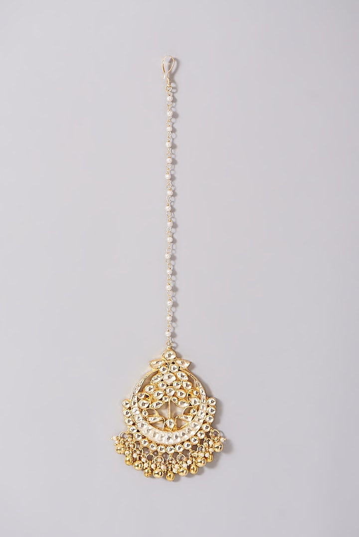 Gold Plated Kundan Polki Maang Tikka by Aura Trends at Pernia's Pop Up Shop