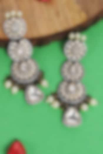 White Plated Kundan Polki Dangler Earrings by Auraa Trends at Pernia's Pop Up Shop