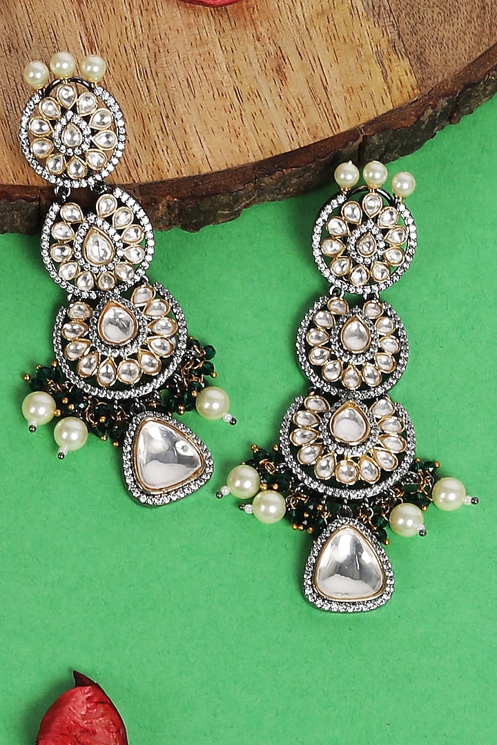 White Plated Kundan Polki Dangler Earrings by Auraa Trends at Pernia's Pop Up Shop