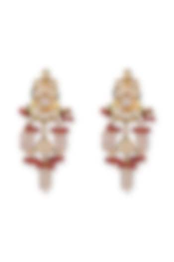 Gold Plated Kundan Polki Dangler Earrings by Auraa Trends