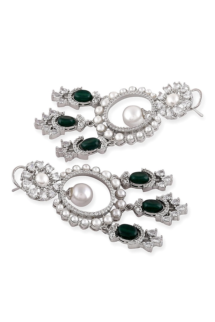 Gold Plated Green Kundan Polki & Pearl Chandbali Earrings by Aura Trends at Pernia's Pop Up Shop