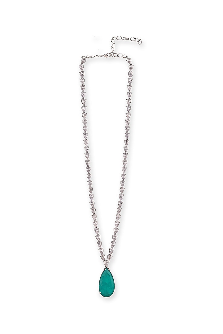 White Finish Green Zircon Necklace by Aura Trends at Pernia's Pop Up Shop