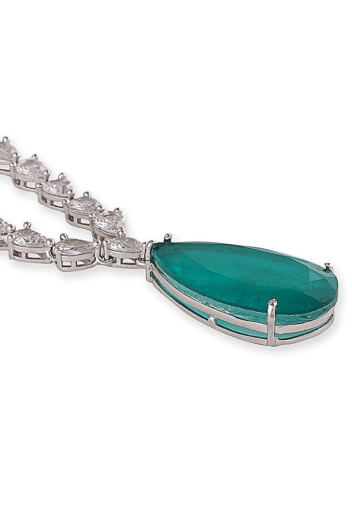 White Finish Green Zircon Necklace by Aura Trends at Pernia's Pop Up Shop