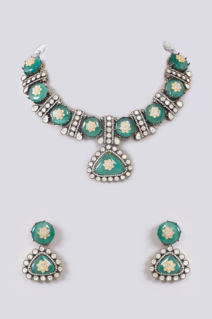 Gold Plated Kundan Polki Necklace Set by Aura Trends at Pernia's Pop Up Shop