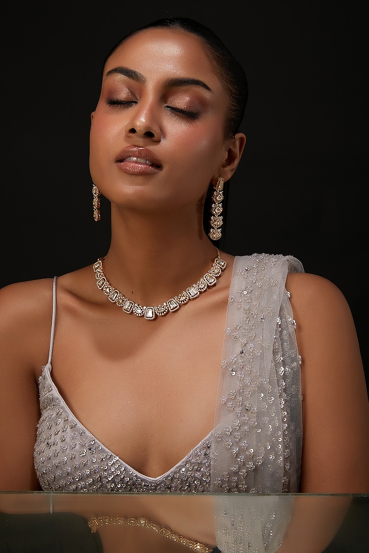Gold Plated Kundan Polki Necklace Set by Aura Trends at Pernia's Pop Up Shop