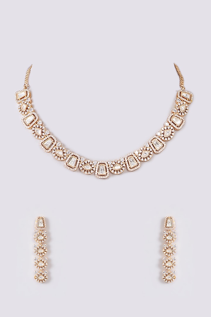 Gold Plated Kundan Polki Necklace Set by Aura Trends at Pernia's Pop Up Shop