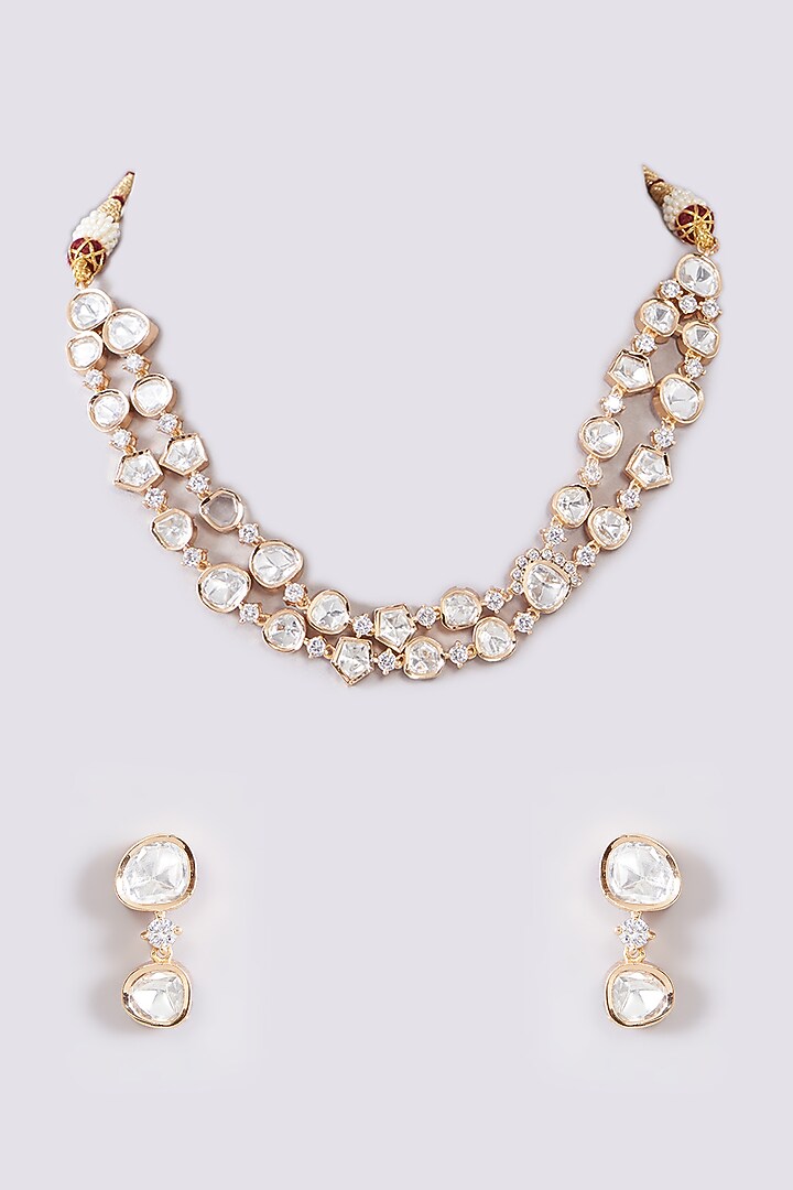 Gold Plated Kundan Polki Necklace Set by Aura Trends at Pernia's Pop Up Shop