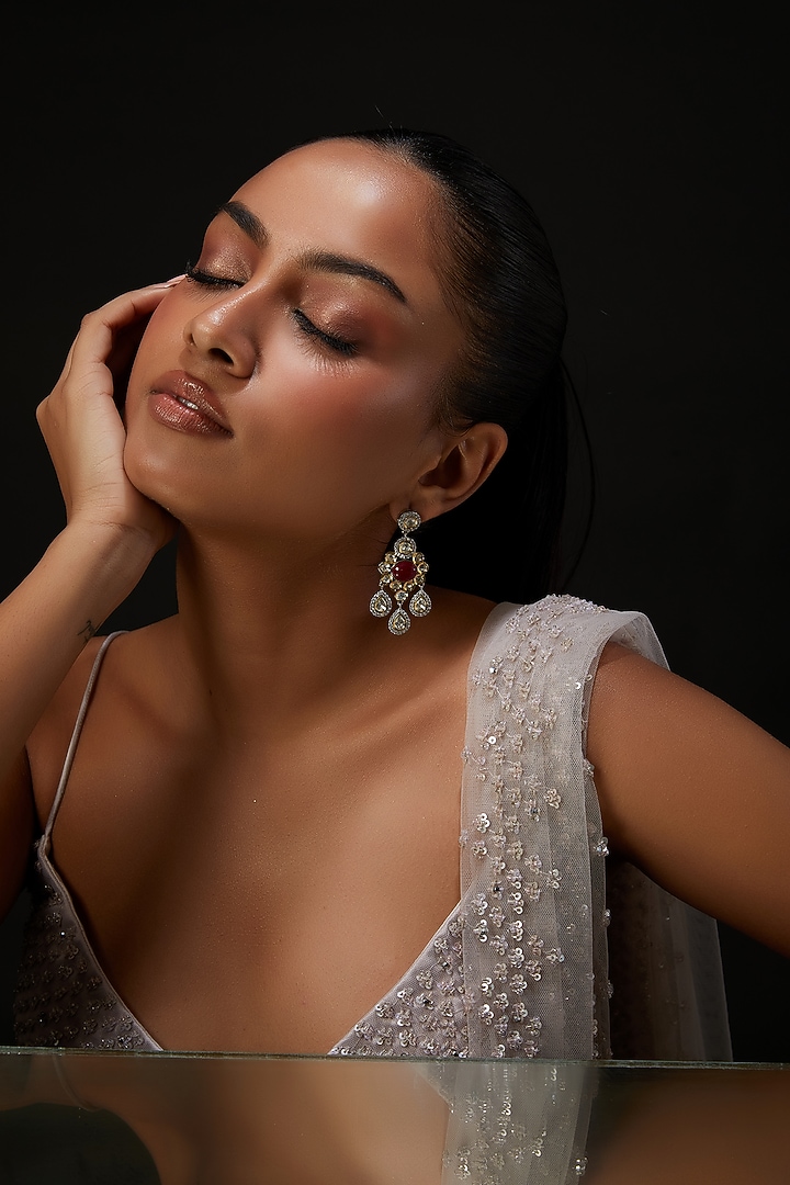 Gold Plated Kundan Polki Dangler Earrings by Aura Trends at Pernia's Pop Up Shop