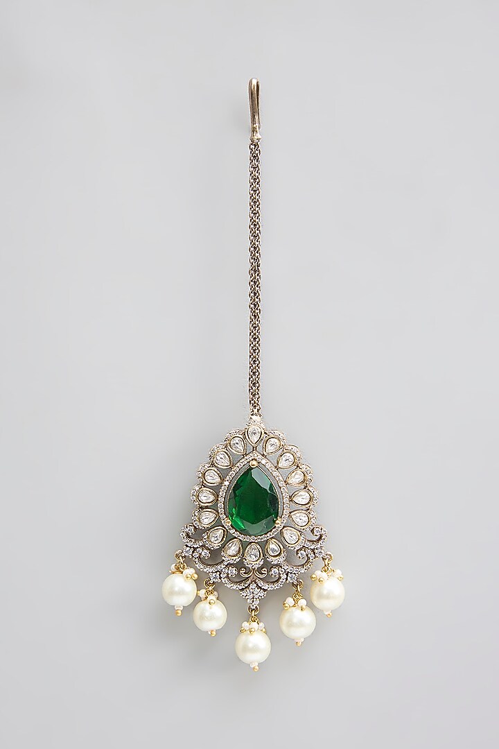 Gold Finish Kundan Polki & Pearl Necklace Set by Aura Trends at Pernia's Pop Up Shop