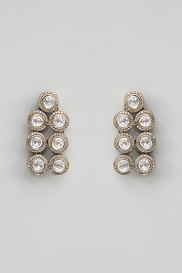 Gold Finish Kundan Polki & Pearl Layered Necklace Set by Aura Trends at Pernia's Pop Up Shop