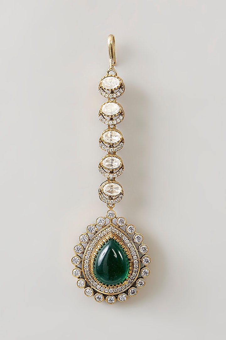 Gold Finish Kundan Polki Maangtikka by Aura Trends at Pernia's Pop Up Shop