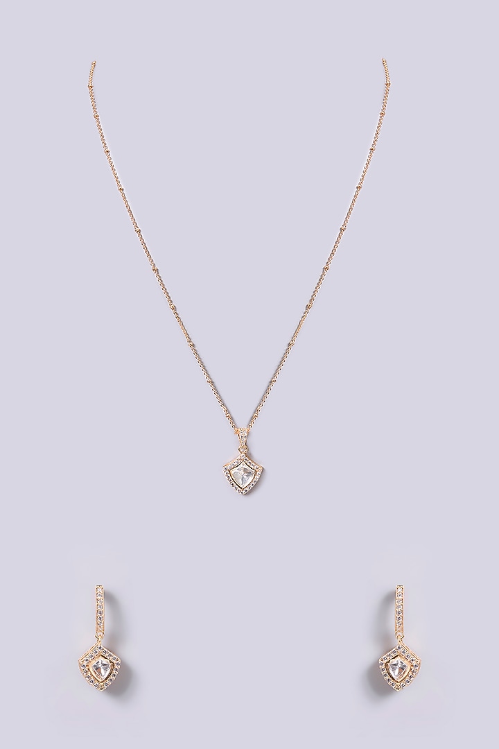 Gold Finish Pearl Necklace Set by Aura Trends at Pernia's Pop Up Shop
