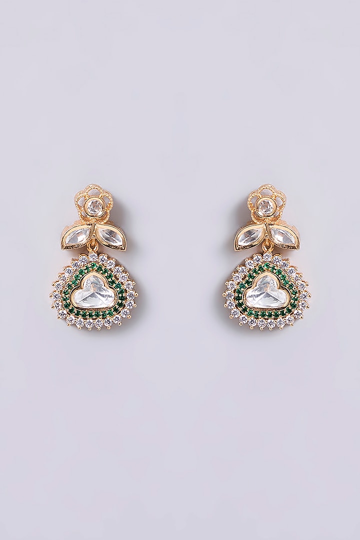 Gold Finish Kundan Polki Beaded Necklace Set by Aura Trends at Pernia's Pop Up Shop