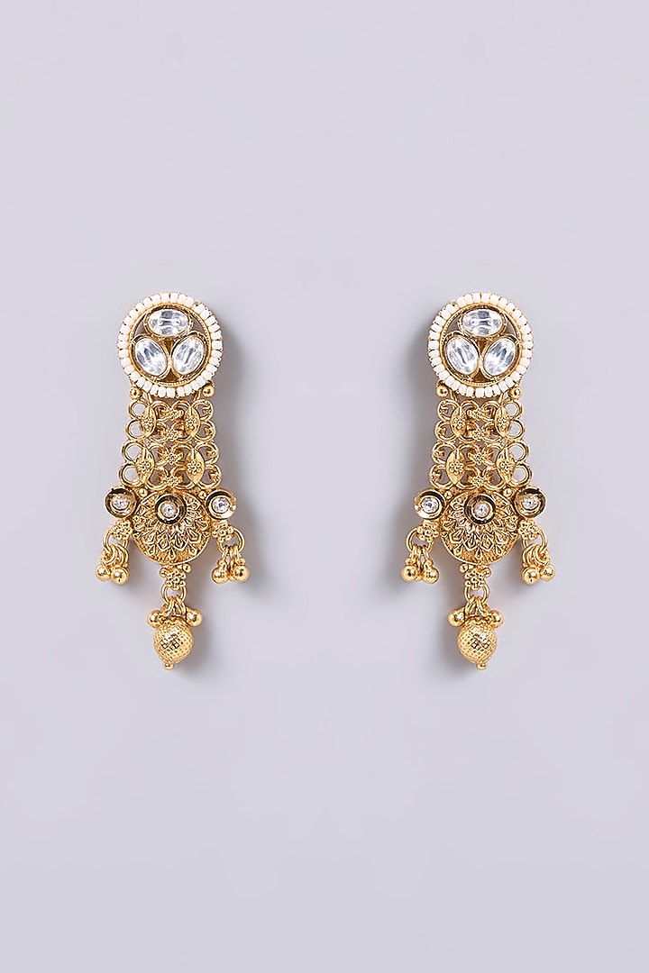 Gold Finish Kundan Polki Necklace Set by Aura Trends at Pernia's Pop Up Shop