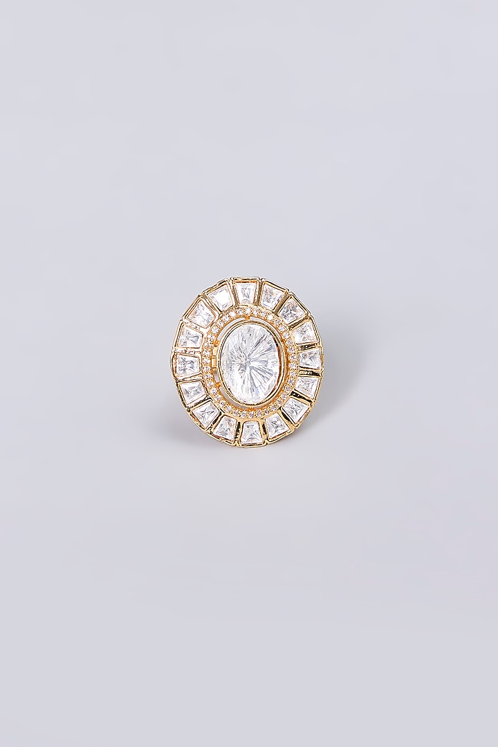Gold Finish Kundan Polki Ring by Aura Trends at Pernia's Pop Up Shop