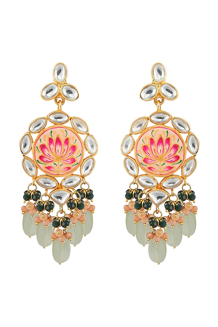 Gold Finish Grey Stone Necklace Set With Maang Tikka by Aura Trends at Pernia's Pop Up Shop