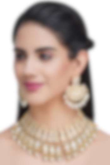 Gold Plated Kundan Polki & Pearls Necklace Set by Auraa Trends at Pernia's Pop Up Shop