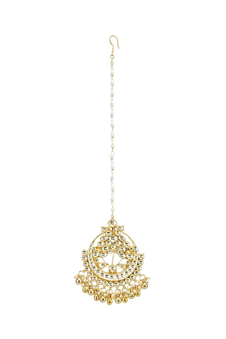 Gold Plated Kundan Polki Maang Tikka by Aura Trends at Pernia's Pop Up Shop