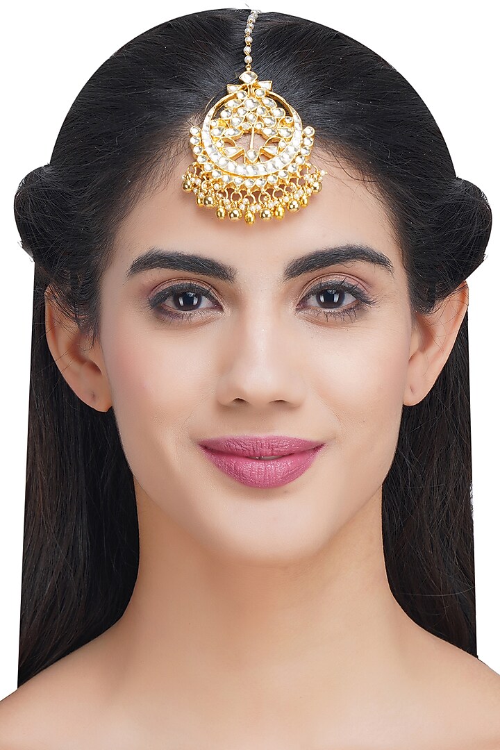 Gold Plated Kundan Polki Maang Tikka by Aura Trends at Pernia's Pop Up Shop