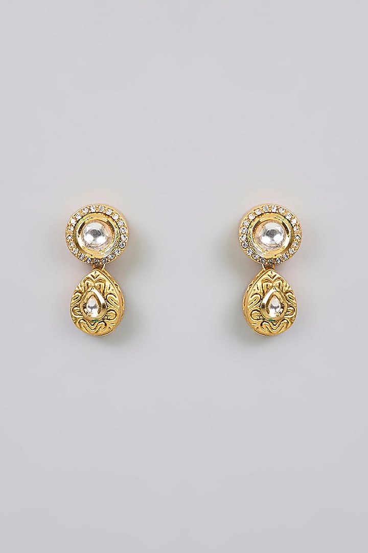 Gold Finish Kundan Polki Choker Necklace Set by Aura Trends at Pernia's Pop Up Shop
