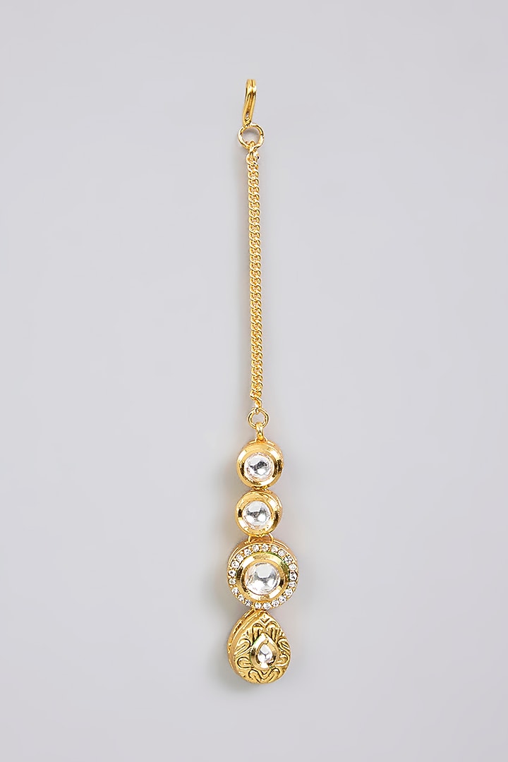 Gold Finish Kundan Polki Choker Necklace Set by Aura Trends at Pernia's Pop Up Shop