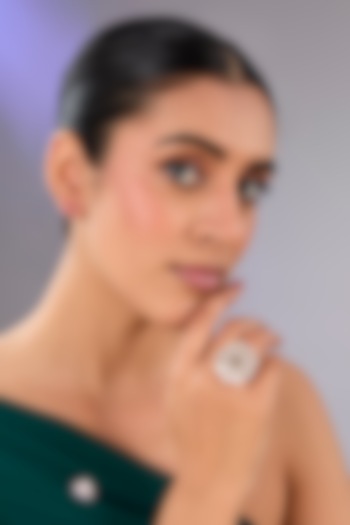 Gold Finish Kundan Polki Floral Ring by Aura Trends at Pernia's Pop Up Shop
