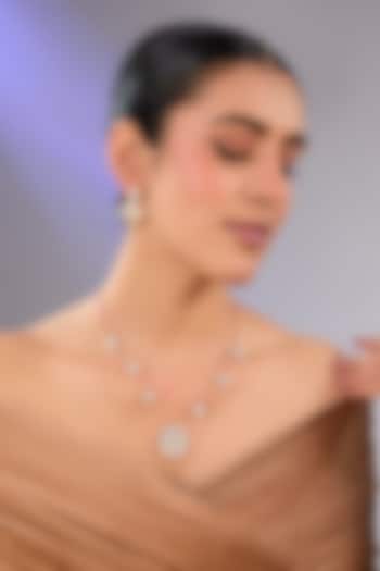 Gold Finish Kundan Polki Pendant Necklace Set by Auraa Trends at Pernia's Pop Up Shop