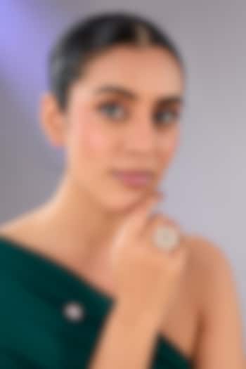 Gold Finish Gemstone Floral Ring by Auraa Trends at Pernia's Pop Up Shop