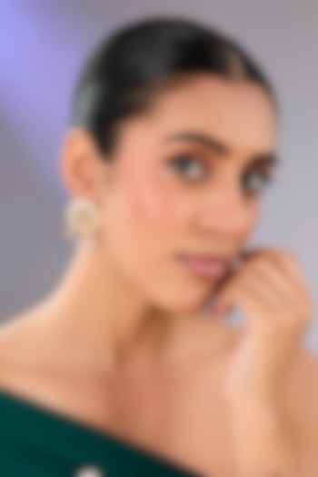 Gold Finish Kundan Polki & Pearl Stud Earrings by Auraa Trends at Pernia's Pop Up Shop