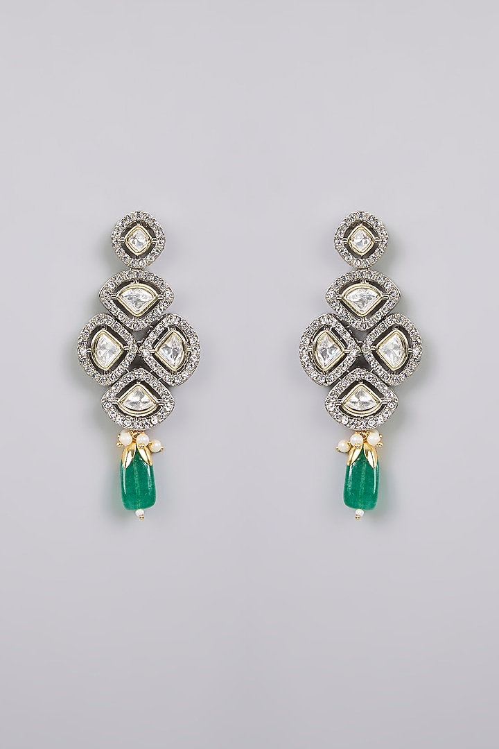 Gold Finish Emerald Stone & Pearl Necklace Set by Aura Trends at Pernia's Pop Up Shop