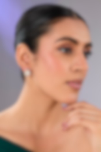 Gold Finish Green Kundan Polki & Pearl Stud Earrings by Auraa Trends at Pernia's Pop Up Shop