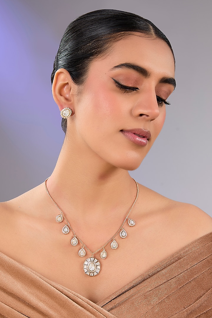 Gold Finish Pearl Necklace Set by Aura Trends at Pernia's Pop Up Shop