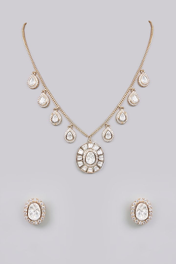 Gold Finish Pearl Necklace Set by Aura Trends at Pernia's Pop Up Shop