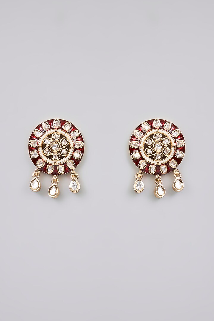 Gold Finish Green Pearl Stud Earrings by Aura Trends at Pernia's Pop Up Shop