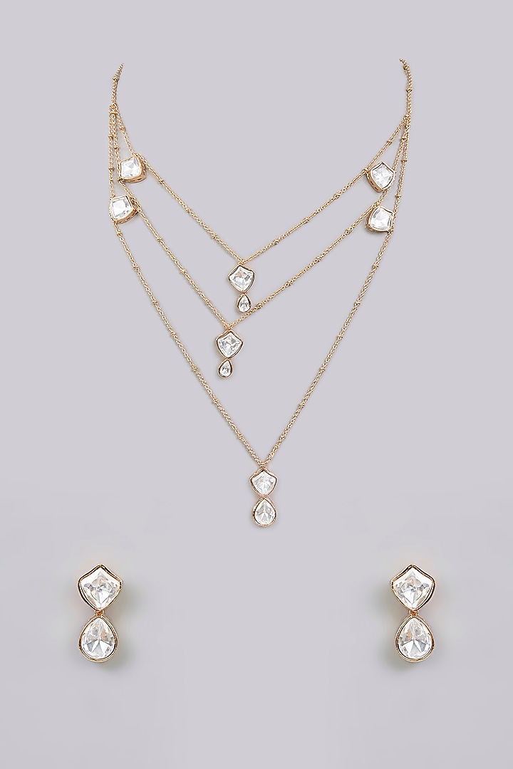 Gold Finish Pearl Necklace Set by Aura Trends at Pernia's Pop Up Shop