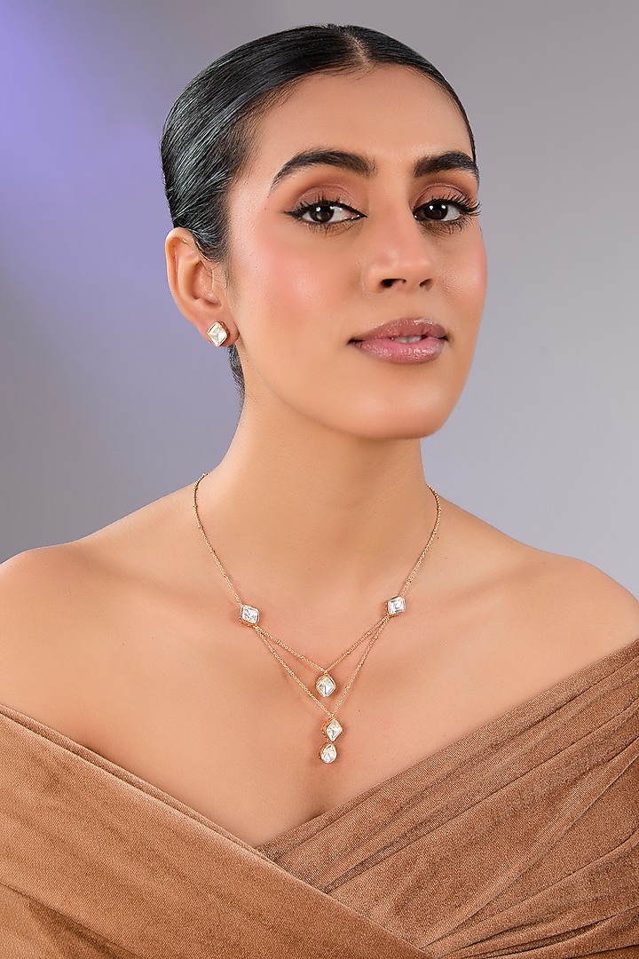 Gold Finish Pearl Necklace Set by Aura Trends at Pernia's Pop Up Shop