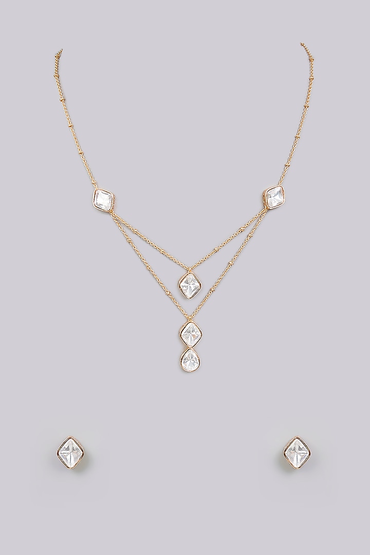 Gold Finish Pearl Necklace Set by Aura Trends at Pernia's Pop Up Shop