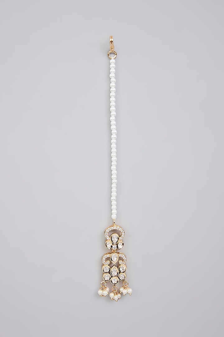 Gold Finish Pearl Necklace Set by Aura Trends at Pernia's Pop Up Shop