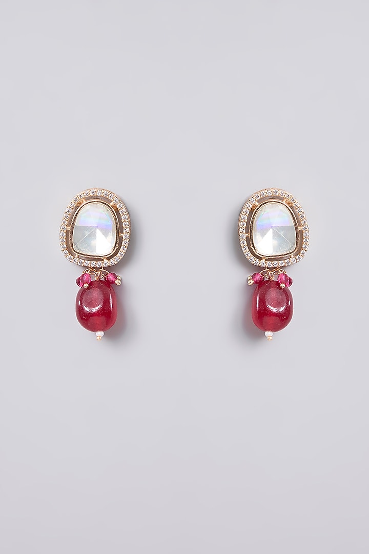 Gold Finish Maroon Pearl Necklace Set by Aura Trends at Pernia's Pop Up Shop