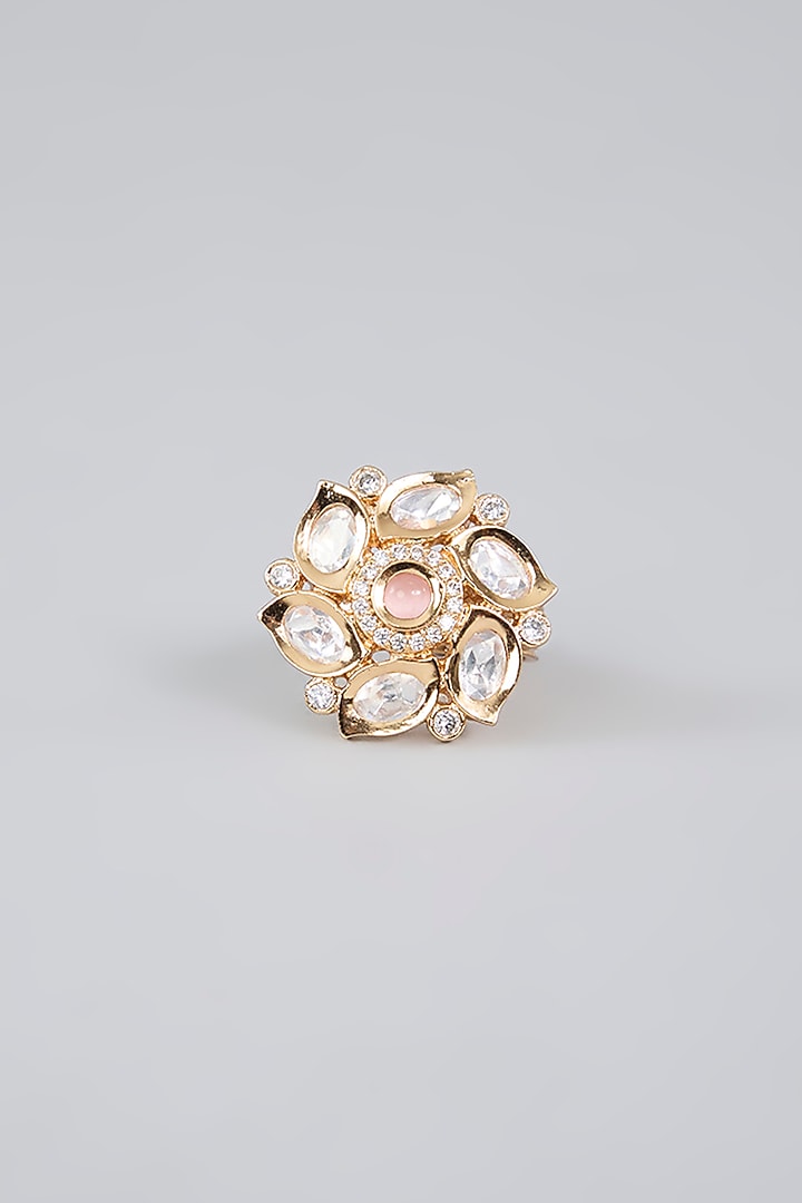 Gold Finish Pearl Beaded Ring by Aura Trends at Pernia's Pop Up Shop