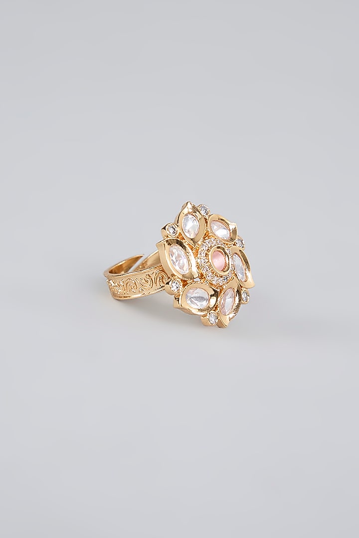 Gold Finish Pearl Beaded Ring by Aura Trends at Pernia's Pop Up Shop